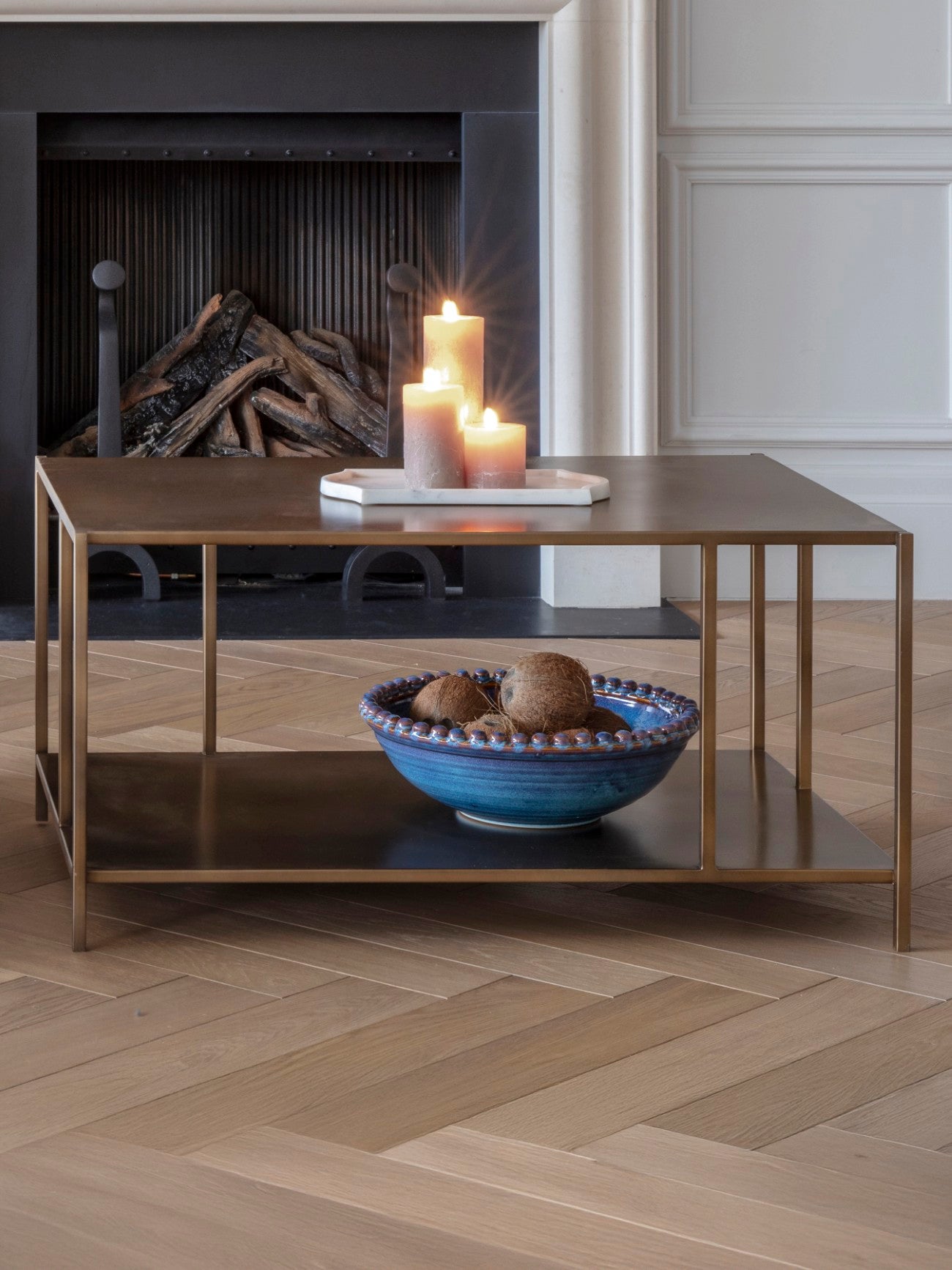 Brooks Brushed Champagne Rectangle Coffee Table